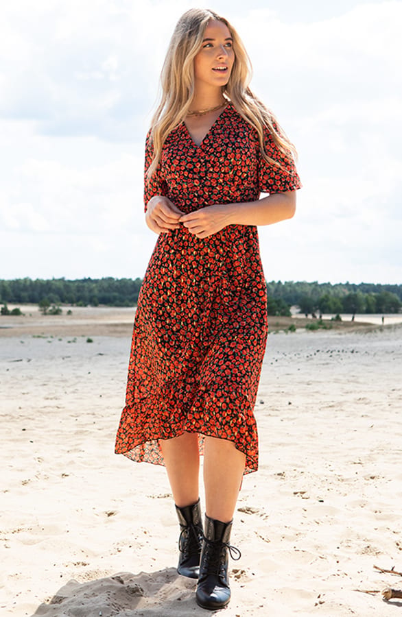 Rozen Midi Jurk Fay Rood – shoparchief — foto 4