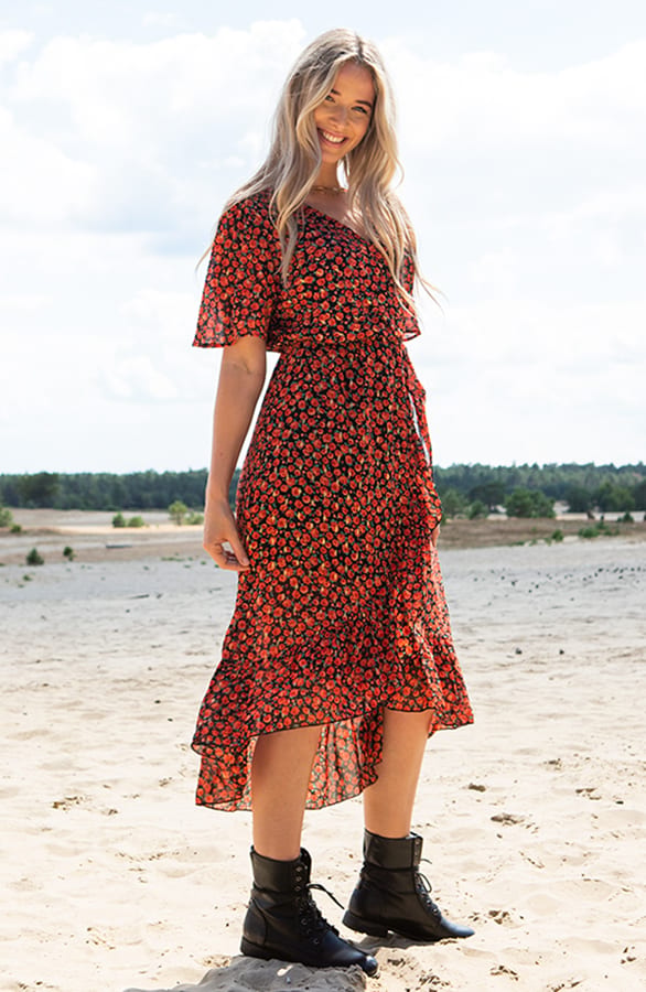 Rozen Midi Jurk Fay Rood – shoparchief — foto 2