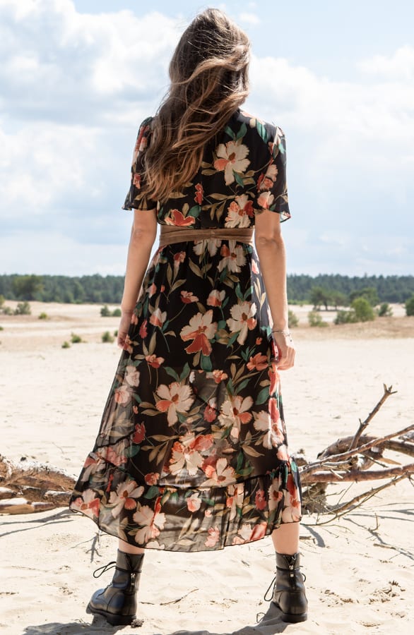 Midi Jurk Alina Bloemenprint Zwart – shoparchief — foto 4