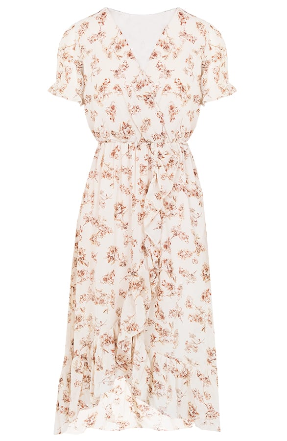 Midi Jurk Bloemen Lola Beige – shoparchief