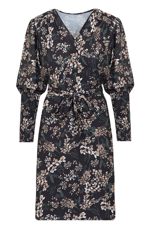 Wikkeljurk Bloemen Floor Zwart – shoparchief