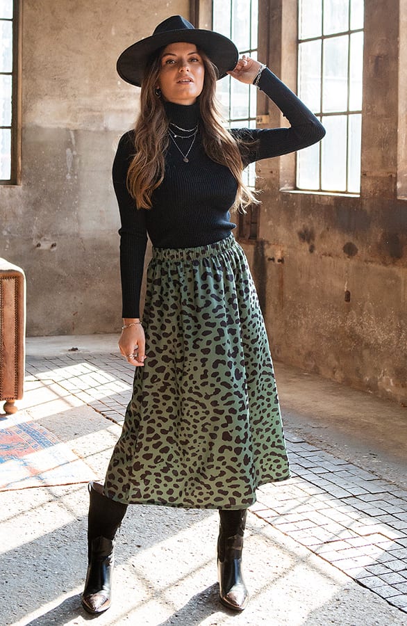 Cheetah Rok Fibi Legergroen – shoparchief — foto 2