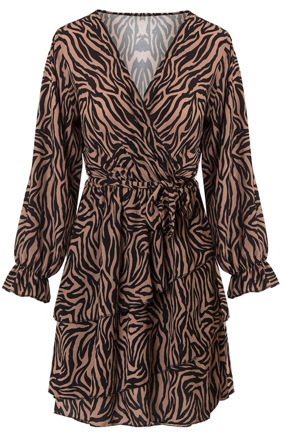 Jurk Met Zebraprint Hazel Zwart Camel – shoparchief