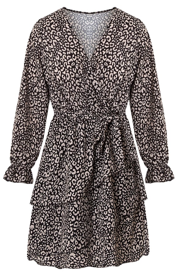 Jurk Met Panterprint Hazel Zwart Beige – shoparchief