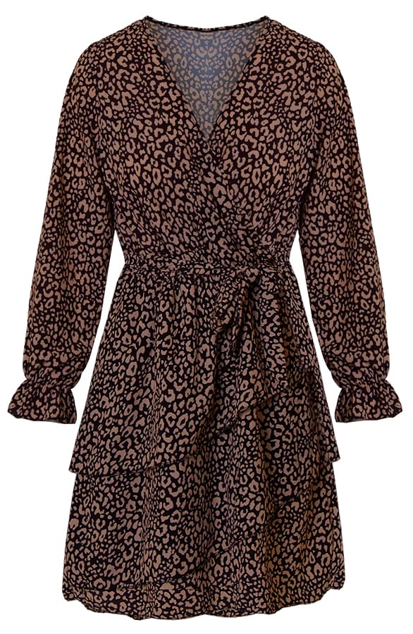 Jurk Met Panterprint Hazel Zwart Camel – shoparchief
