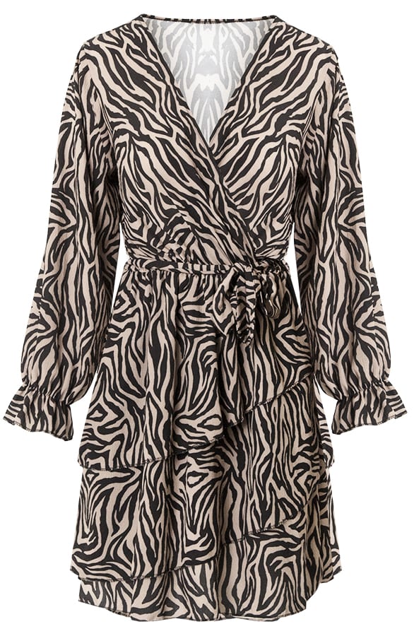 Jurk Met Zebraprint Hazel Zwart Beige – shoparchief