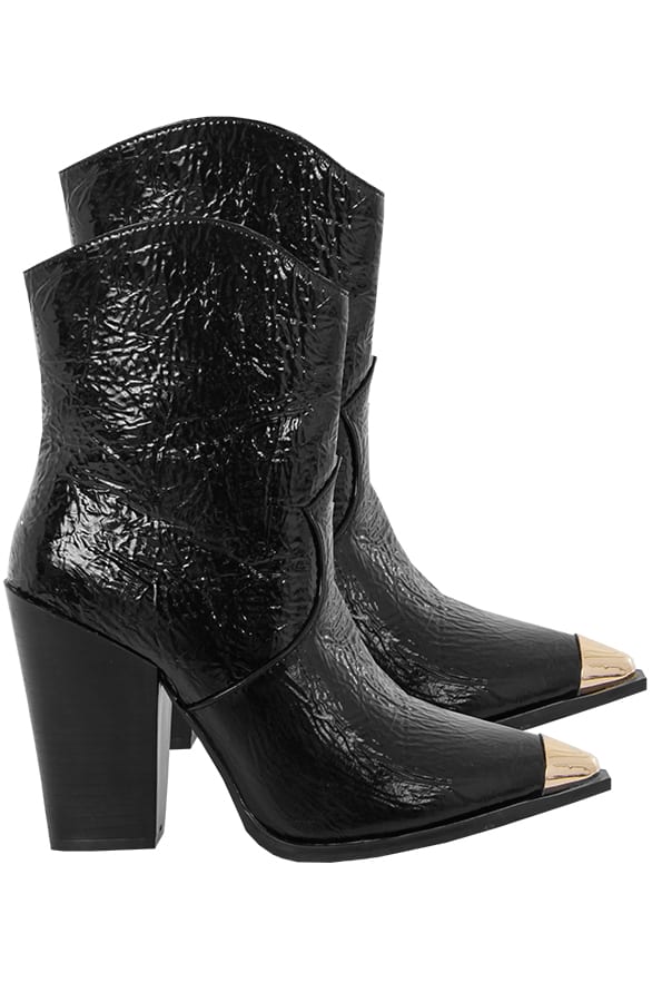 Metallic Boots Izzy Lak Zwart – shoparchief
