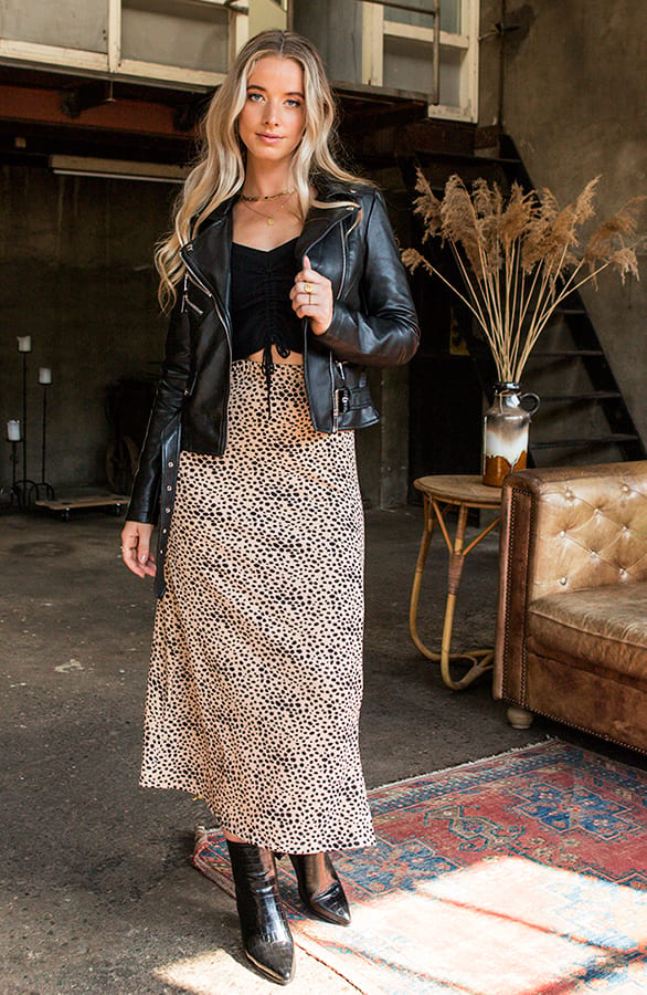 Midi Cheetah Rok Eden Beige – shoparchief — foto 6
