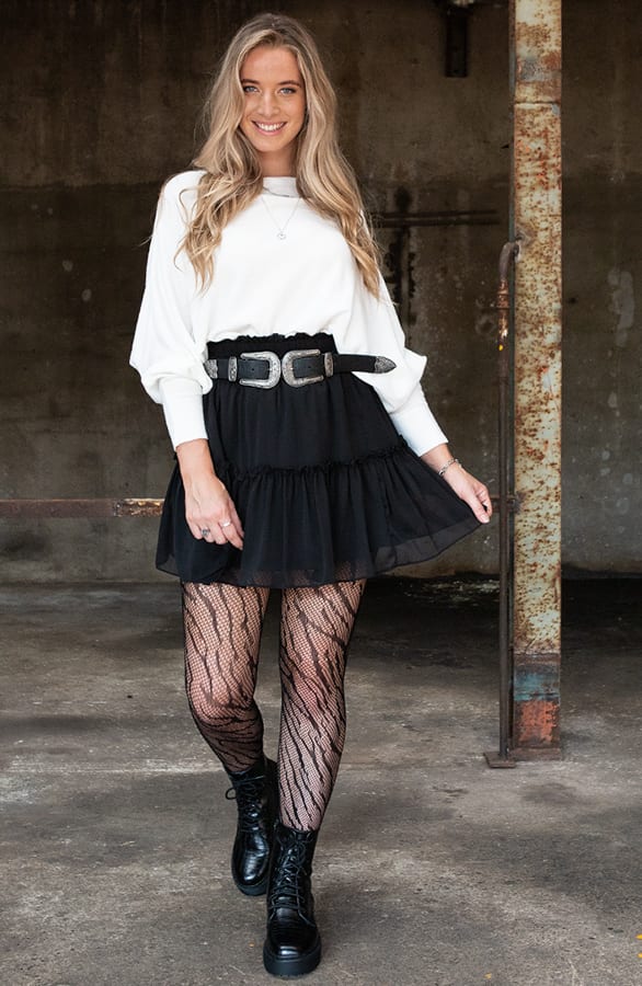 Plooirok Met Ruches Isabella Zwart – shoparchief — foto 3