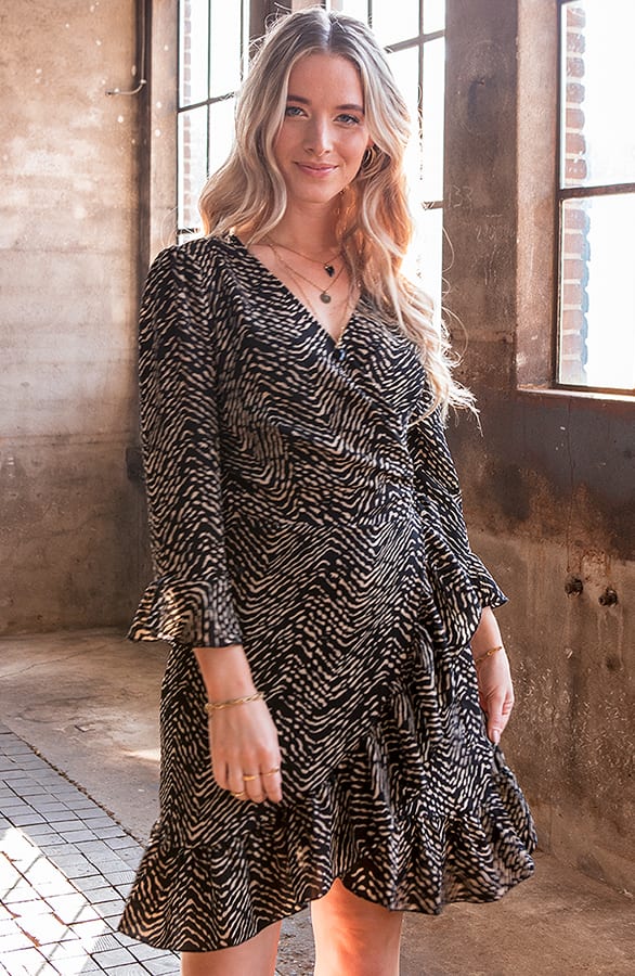 Wikkeljurk Zebra Deluxe Harlow Zwart Beige – shoparchief — foto 2