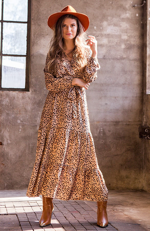 Zijde Cheetah Jurk Lou Camel – shoparchief — foto 2