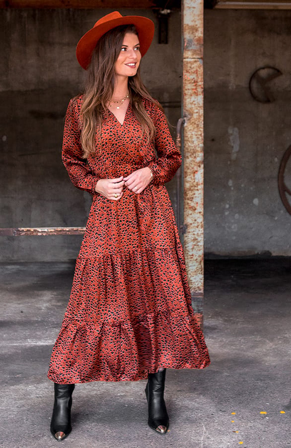 Zijde Cheetah Jurk Lou Terracotta – shoparchief — foto 4