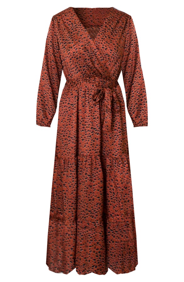 Zijde Cheetah Jurk Lou Terracotta – shoparchief