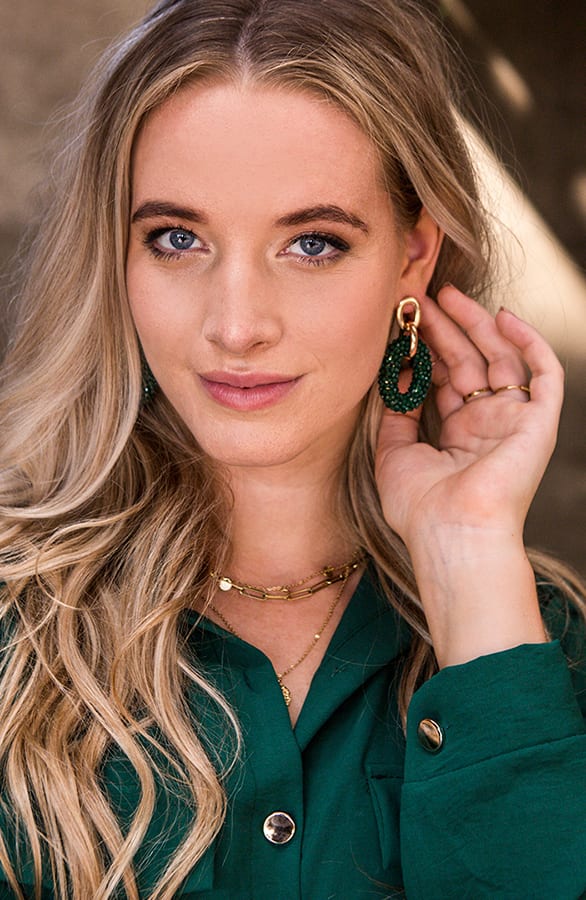 Gloria Oval Earrings Smaragdgroen – shoparchief — foto 2