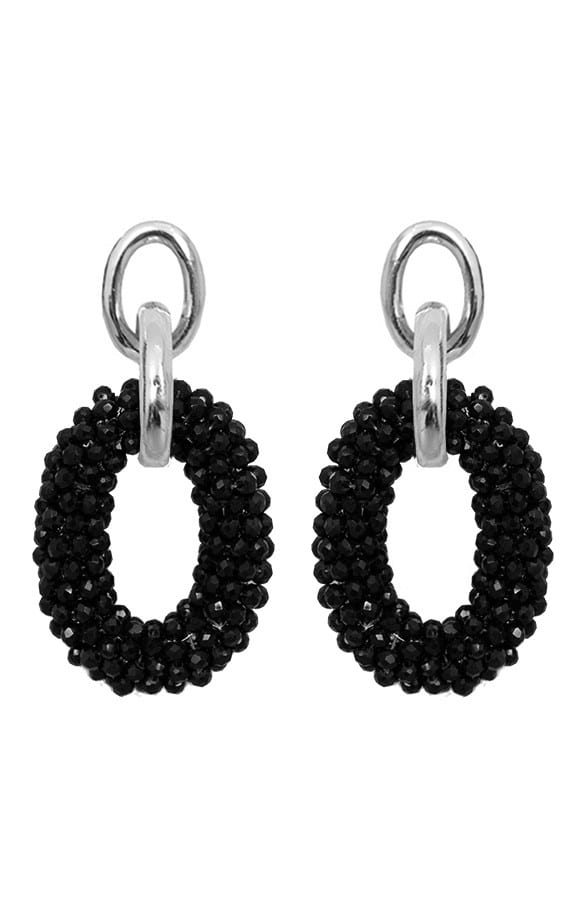 Gloria Oval Earrings Zilver Zwart – shoparchief
