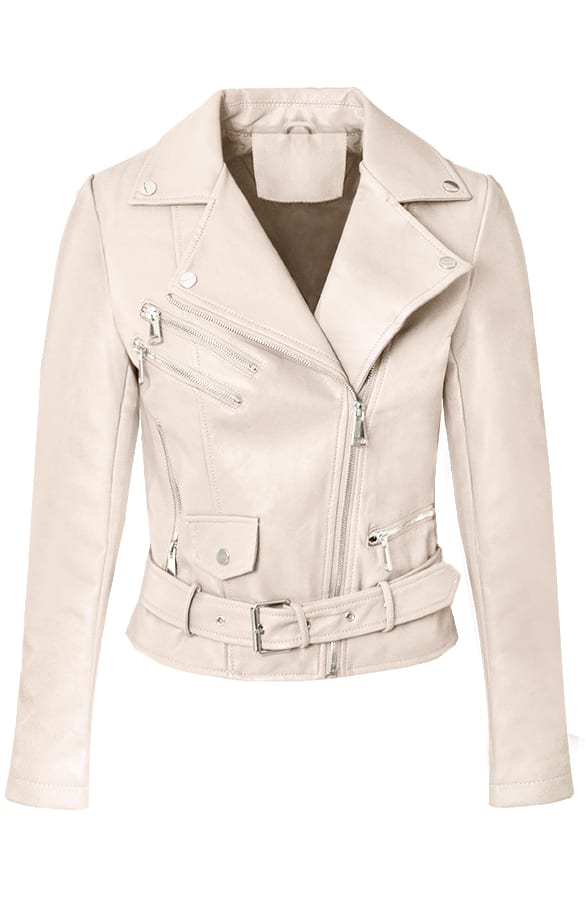 Biker Jacket Leer Kylie Beige – shoparchief