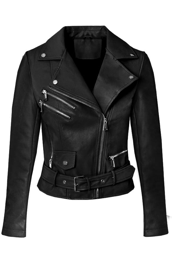 Biker Jacket Leer Kylie Zwart – shoparchief