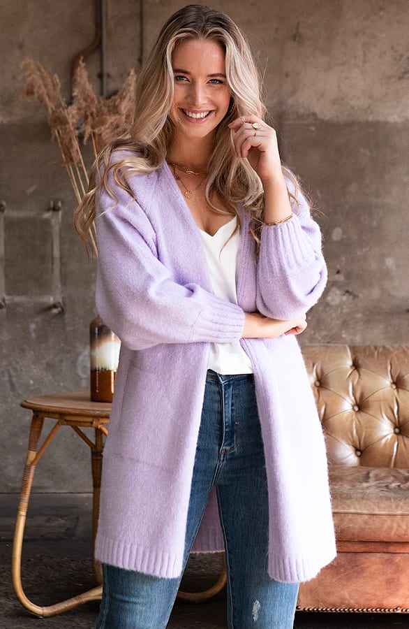 Gebreid Vest Kelsey Lila – shoparchief