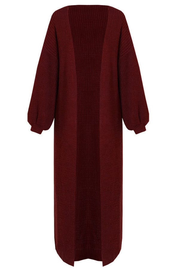Gebreid Vest Lang Mila Bordeaux – shoparchief