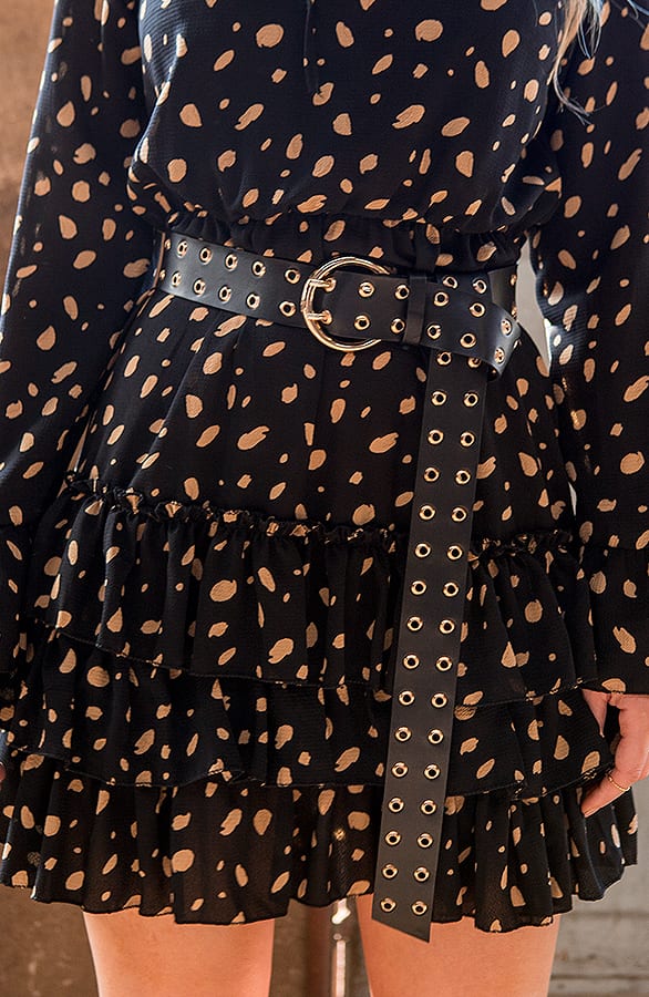 Leren Riem Lang Isla Zwart Goud – shoparchief — foto 7