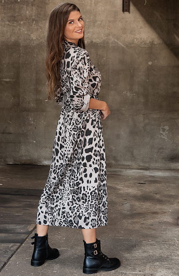 Panterprint Midi Jurk Genevieve Taupe – shoparchief — foto 2