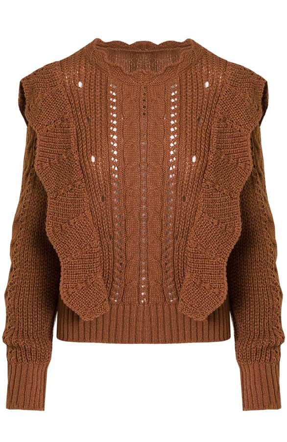 Ruches Trui Gehaakt Jolie Cognac – shoparchief