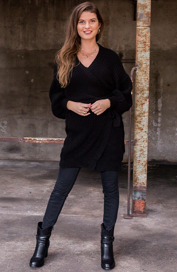Strik Vest Lang Eliza Zwart – shoparchief — foto 2