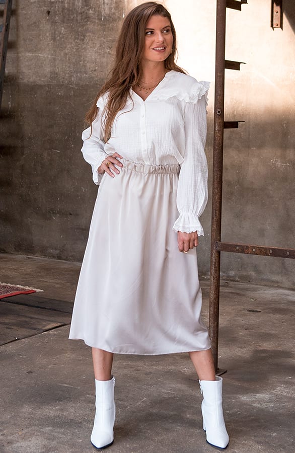 Satin Rok Melanie Beige – shoparchief — foto 4