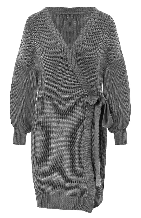 Strik Vest Lang Eliza Grijs – shoparchief