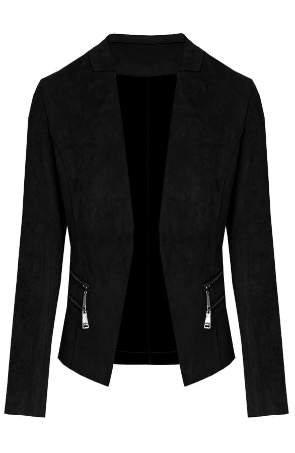 Suede Blazer Abby Zwart – shoparchief