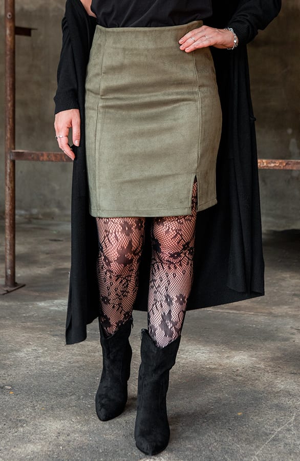 Suede Rok Sue Legergroen – shoparchief — foto 4