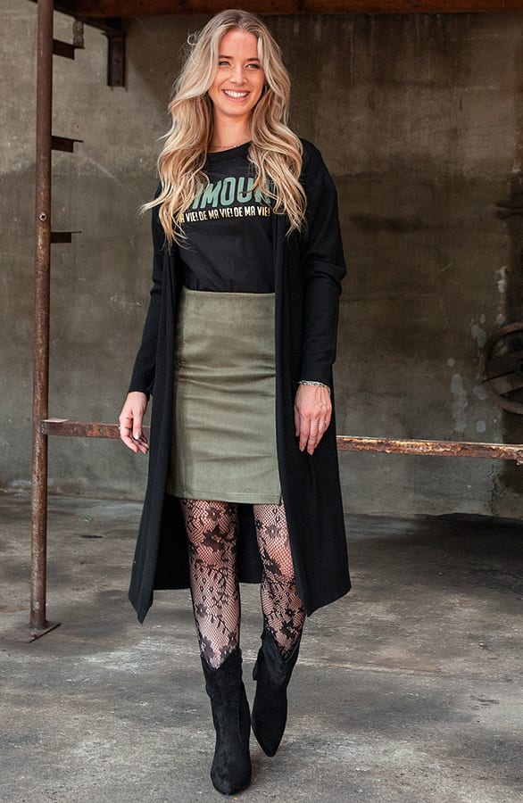 Suede Rok Sue Legergroen – shoparchief — foto 2