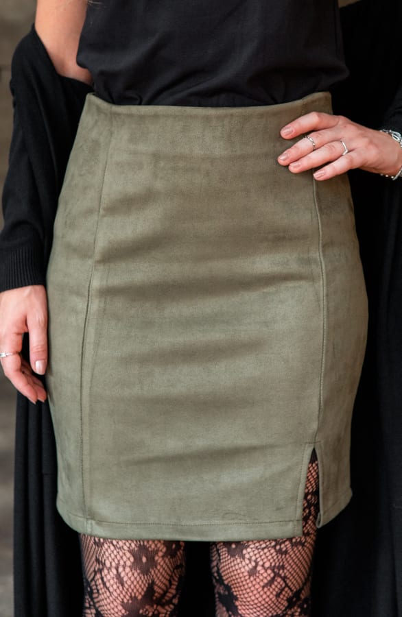Suede Rok Sue Legergroen – shoparchief — foto 3