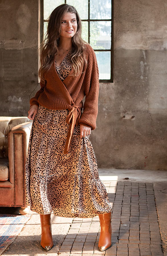 Zijde Cheetah Jurk Lou Camel – shoparchief — foto 4