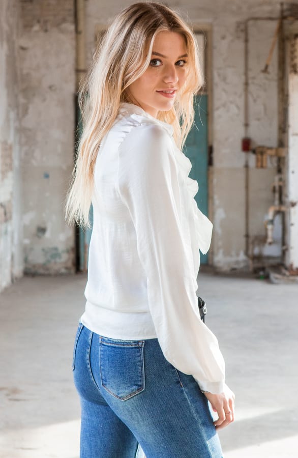 Blouse Ruches Satijn Annebel Wit – shoparchief — foto 2