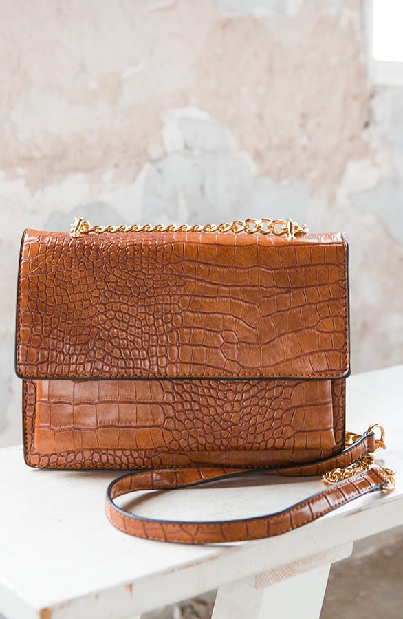 Deluxe Slangenprint Tas Alyna Cognac – shoparchief