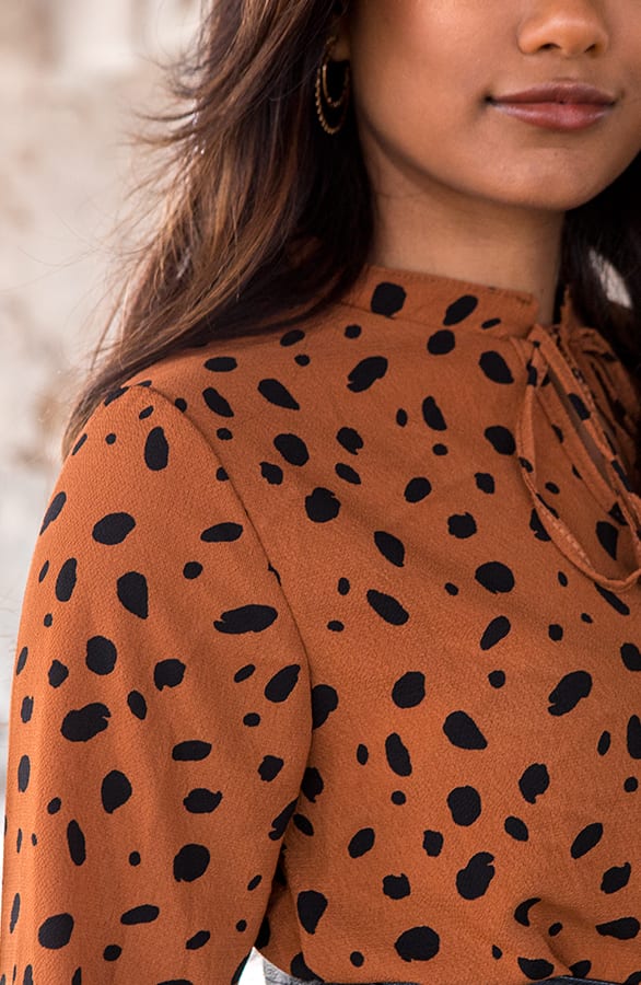 Evelyn Cheetah Ruches Jurk Cognac – shoparchief — foto 4
