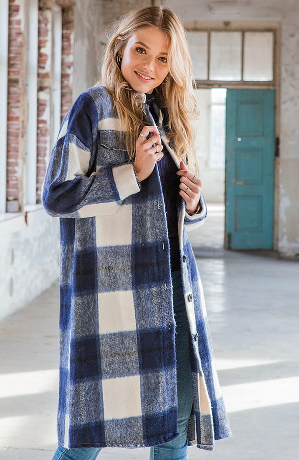 Fleece Jacket Geblokt Nova Blauw – shoparchief