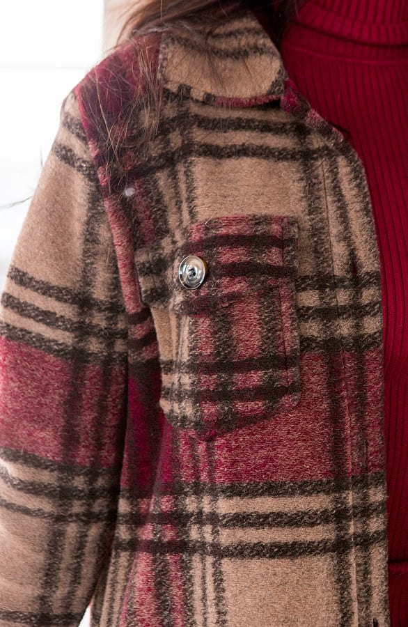 Geblokt Woven Jacket Lieve Bordeaux – shoparchief — foto 5