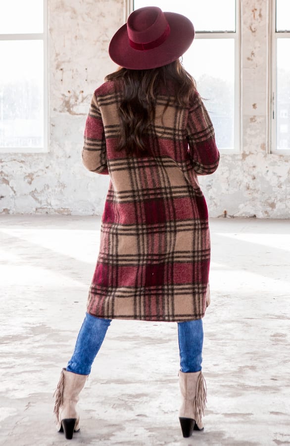 Geblokt Woven Jacket Lieve Bordeaux – shoparchief — foto 4