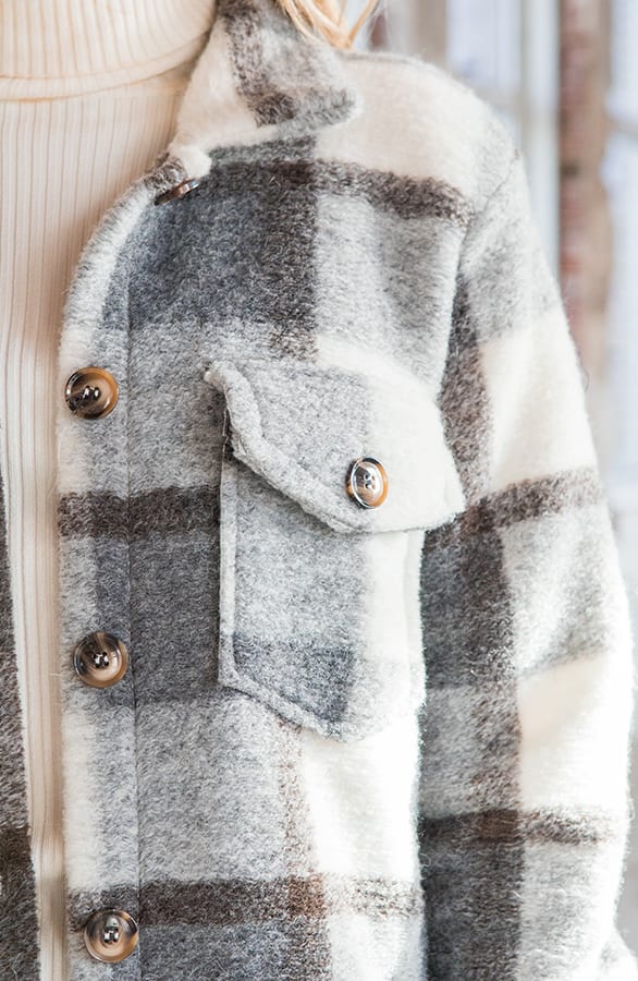 Geblokt Woven Jacket Lieve Grijs – shoparchief — foto 4