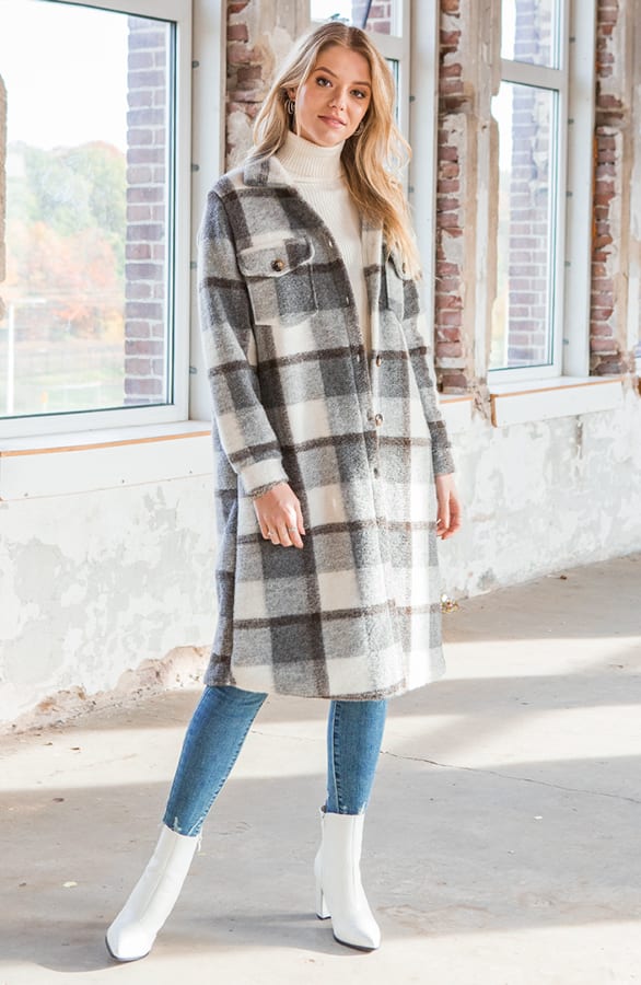 Geblokt Woven Jacket Lieve Grijs – shoparchief — foto 3