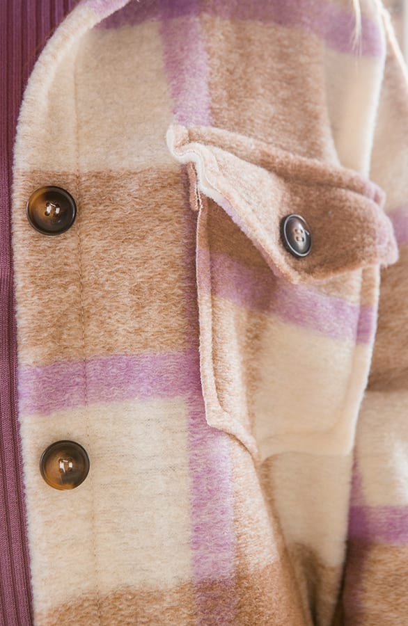 Geblokt Woven Jacket Lieve Camel Lila – shoparchief — foto 4