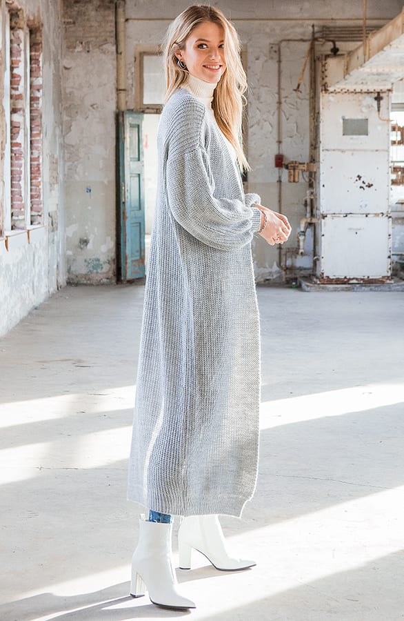 Gebreid Vest Lang Mila Lichtgrijs – shoparchief — foto 2