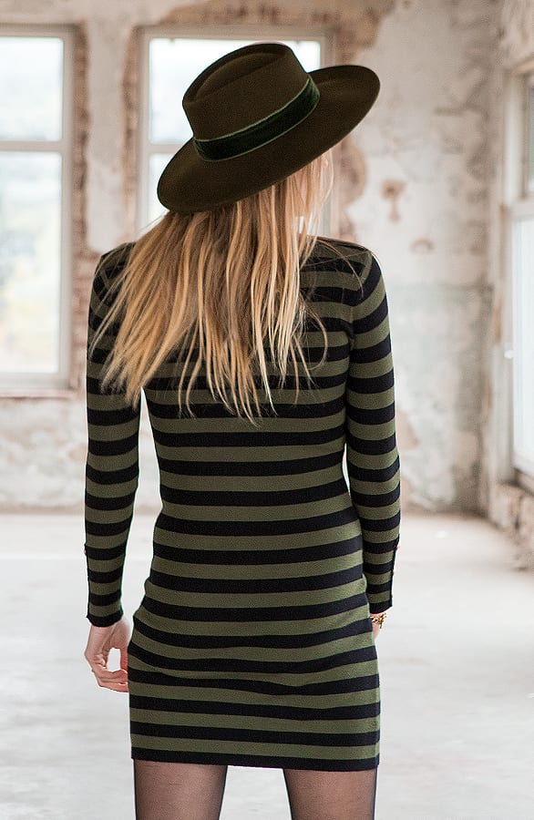 Gestreepte Jurk Kelly Legergroen – shoparchief — foto 3