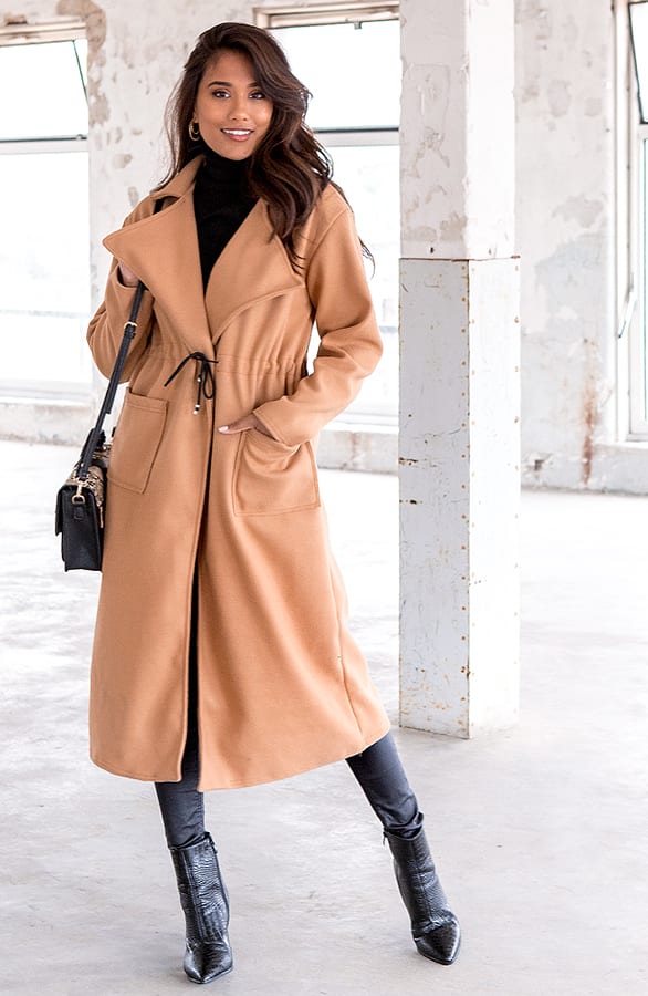 Lange Trenchcoat Jada Camel – shoparchief