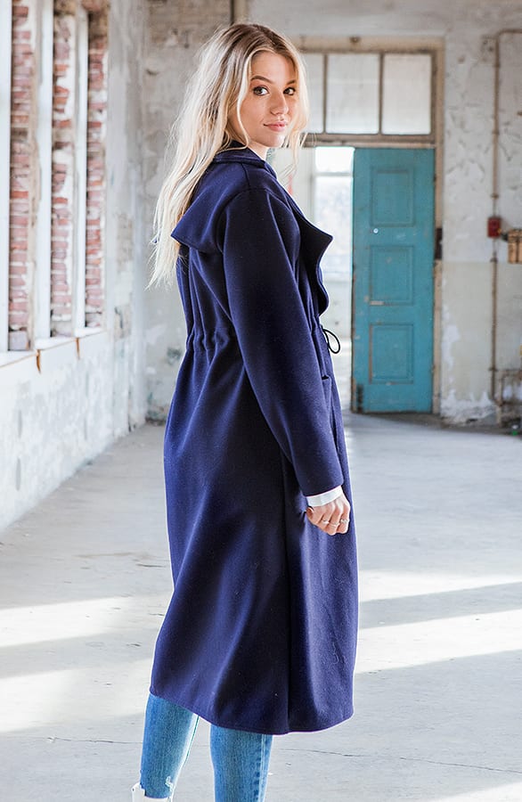 Lange Trenchcoat Jada Marineblauw – shoparchief — foto 2