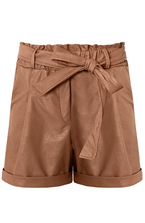 Leren shorts Nynke Camel – shoparchief