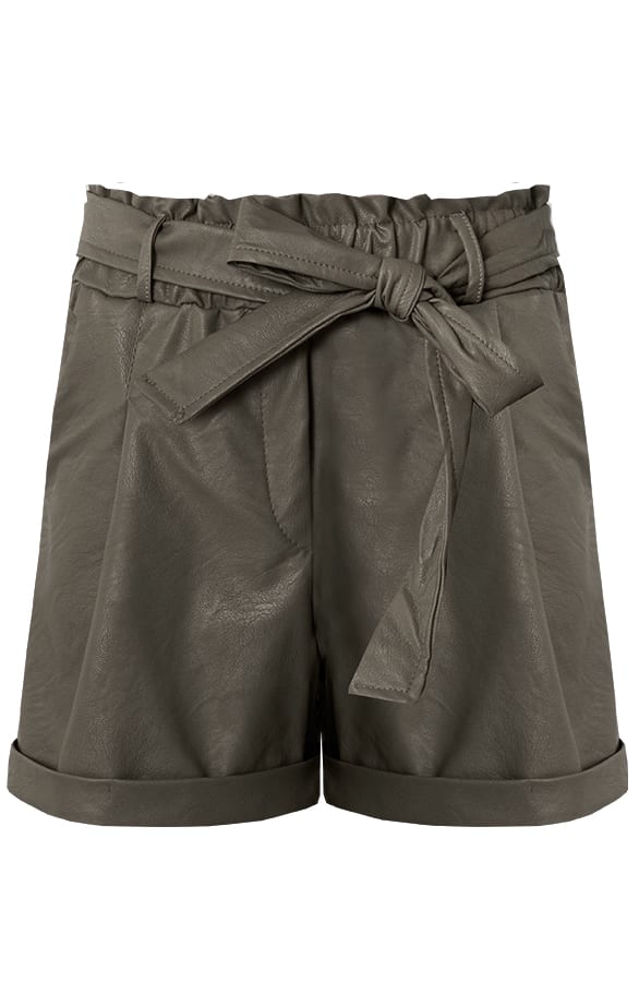 Leren shorts Nynke Legergroen – shoparchief