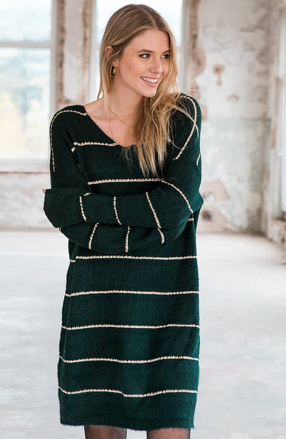 Oversized Gestreepte Tuniek Aïcha Smaragd – shoparchief